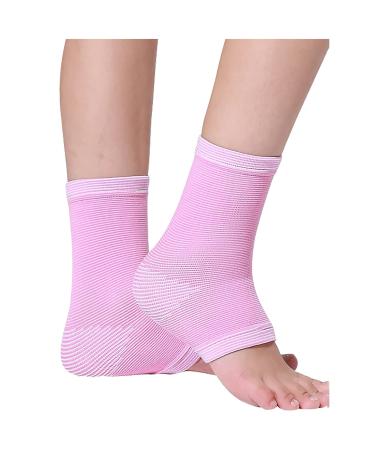 TXBONA 1 Pair Kids Compression Sleeves Foot Arch Support Kids Children Ankle Brace Plantar Fasciitis Sock for sprained ankle or sports (Pink)