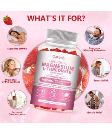 2 Pack Liposomal Magnesium Threonate High-Potency 3000mg Gummies Liposomal Enhance 98% Absorption Magnesium L-Threonate Supplements Muscle & Nervous System for Kids & Adults Strawberry 60 Count (Pack of 2) - Buy Online on GoSupps.com