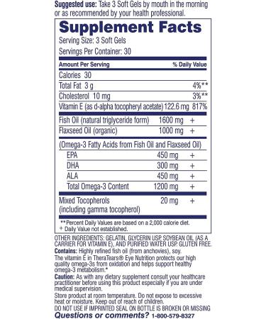 TheraTears Omega 3 Supplement for Eye Nutrition - 180 Count - Buy Online on GoSupps.com
