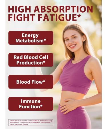 Iron Supplement for Women & Men, 65mg Ferrous Bisglycinate Chelate, Slow Release Iron with Vitamins A C E B6, B12, Folate, Organic Spinach & Beet Root Powder, for Blood Flow & Energy Support, 60 Caps 60 Count (Pack of 1) - Buy Online on GoSupps.com