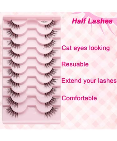 10 Pairs Half False Eyelashes Strip Lashes Wispy Lashes Curl Cat Eye Lashes extension Natural Looking 3/4 Faux Mink Lashes Fake Corner Eyelashes - Buy Online on GoSupps.com