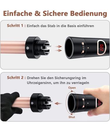 Bestope 6-in-1 Curling Wand Set - 9-32mm Ceramic Curling Iron with Attachments & Glove - Rose Gold | International Shipping Available - Buy Online on GoSupps.com