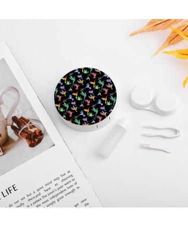 Colorful Flying Hummingbirds Round Case For Contact Lens Kit Storage Box with Mirror Printed - Buy Online on GoSupps.com