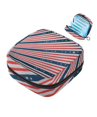 MUOOUM Sanitary Napkin Storage Bag Abstract USA Flag Menstrual Cup Pouch Portable Sanitary Napkin Pads Storage Bags Feminine Menstruation First Period Bag for Teen Girls Women Ladies Multi-colored 7