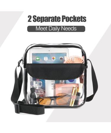 Moko Station Approved Clear Crossbody Bag | Transparent Adjustable Shoulder Bag for Sports Games & Concerts - Black 25.5x10.5x5 cm - Buy Online on GoSupps.com