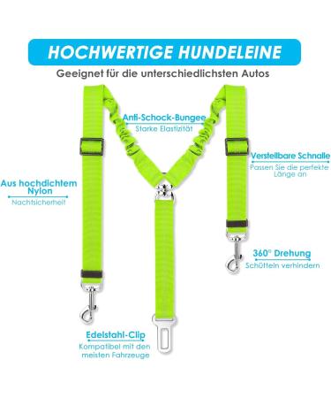 Slowton Dog Car Seat Belt - 2 in 1 Adjustable Elastic Reflective Safety Belt for Small & Medium Dogs - Durable & Comfortable Travel Solution in Lime - Buy Online on GoSupps.com