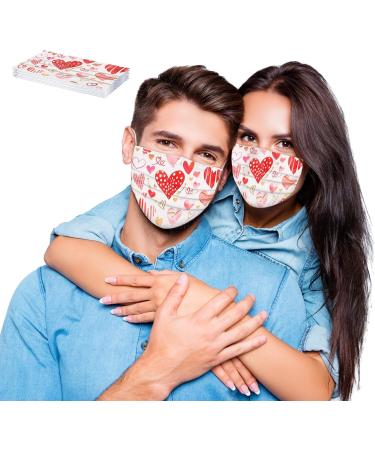 10/50PCS Valentines Day Disposable_Face_Masks Floral Designs for Adults 3 Layer Covers with Nose Wire for Women Men 007-50PCS - Buy Online on GoSupps.com