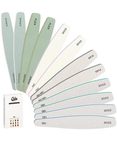 CGBE Nail Files  12 PCS Professional Nail File And Buffer Double Sided Grit  Emery Boards Finger Nail Files For Natural Acrylic Gel Nails  Reusable Nail Buffer Block Manicure Tool For Home Salon Use mix-12pcs
