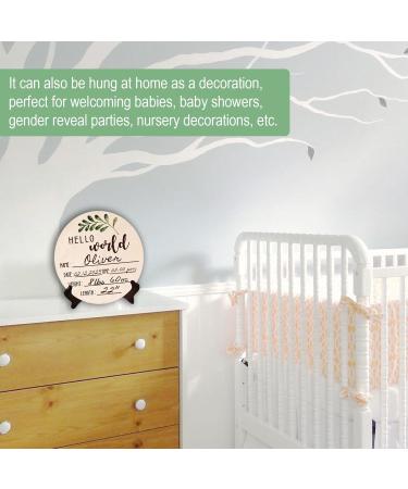 Baby Announcement Sign for Newborn 5.9" Double-Sided Hello World Newborn Name Sign for Hospital Birth Announcement The Perfect Round Wooden Welcome Baby Sign for New Baby Boy Girl Gifts - Buy Online on GoSupps.com