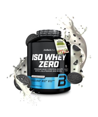 BioTechUSA Iso Whey Zero | Premium Whey Protein Isolate | Grass-Fed | Enzyme-Free | Sugar- and Gluten-free 1816 g Black biscuit