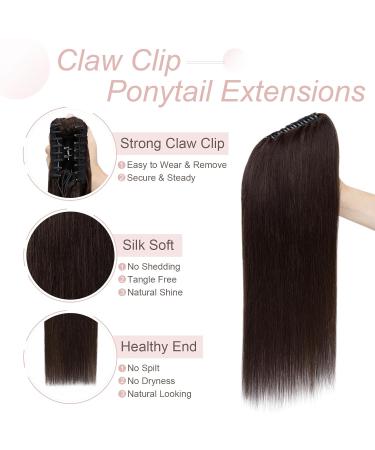 Shop 7A Remy Real Hair Clip-In Ponytail Extensions - Dark Brown 40cm Smooth Braid & Claw Clip - Buy Online on GoSupps.com