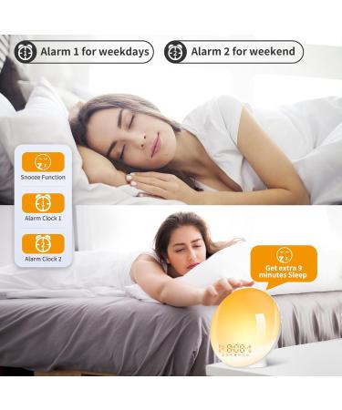 Daily Light Alarm Clock with Sunrise Sunset Simulation | 11 Color Settings & 7 Natural Sounds | Dual Alarm & Snooze for Adults & Kids - Buy Online on GoSupps.com