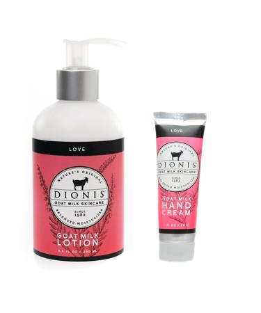 Dionis Goat Milk Body Lotion and Hand Cream 2 Piece Gift Set - Love