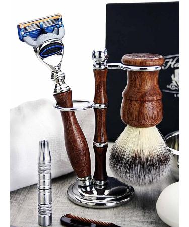 Haryali London 10-Piece Party Shaving Set | Synthetic Brush 5-Edge Razor Bowl & Soap Scissors Trimmer Rack Alum Block - Perfect Grooming Kit for Beards & Shaving - Buy Online on GoSupps.com