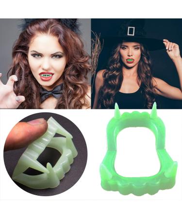 10pcs Halloween Glow-in-the-Dark Scary Teeth - White & Green Luminous Dentures - ehD717 (One Size) | International Shipping Available - Buy Online on GoSupps.com