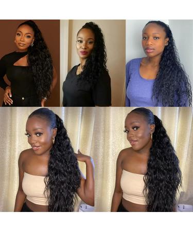 Hair Bun 12-26 Inches Long Wavy Ponytail Extensions Water Wave Wrap Around Ponytail Barrettes Brazilian Real Hair Ladies Bun Hair Extension Hair Piece (Color : Water Wave Size : 14inches 100g) 14inches 100g Water Wave - Buy Online on GoSupps.com