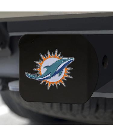 NFL Miami Dolphins Metal Hitch Cover - Black | FANMATS 22580 | 2 Square Type III Hitch Cover - Buy Online on GoSupps.com