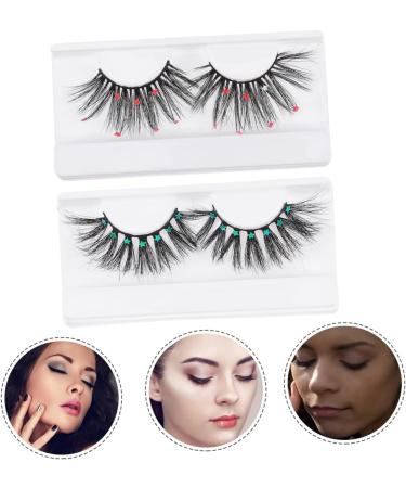Homoyoyo 2 Pairs Fake Eyelashes Faux Lashes Strip Eyelashes Handmade False Women False Eyelash Artificial Eyelashes Dense Eyelashes Fluffy 3d Glitter Powder Chemical Fiber - Buy Online on GoSupps.com