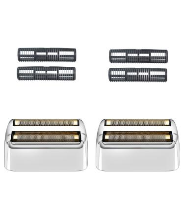 2 Pack Shaver Replacement Foil and Cutters compatible with BaBylissPRO Double FXFS2 Metal shaver foil replacement,Silver