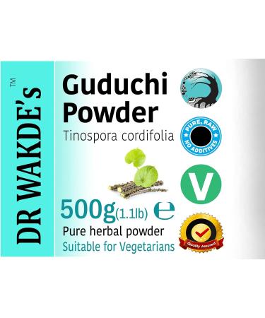 Dr. Wakde's 500g Guduchi Powder (Giloy) - Pure Raw Ayurvedic Herb - Vegan, Same Day Dispatch - Buy Online on GoSupps.com