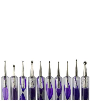 N&BF 5x Nail Art Dotting Tools Lila |Dotting Pen Spot swirls with two tips |SWIRL TOOL SET Nagel Tool for modeling from Strass Mosaik and much more.|Nail pencils in Nagelstudio Quality