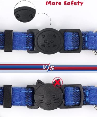 Personalized Breakaway Cat Collar with Bow Tie & Bell - Blue | Stainless Steel ID Tag Engraved | Name & Phone Number | 1 Pack - Buy Online on GoSupps.com