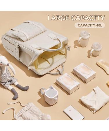 Shop A2 Beige Waterproof Baby Diaper Backpack - Multifunctional Casual Bag for Moms & Dads - Buy Online on GoSupps.com
