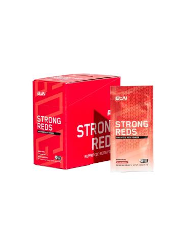 BARE PERFORMANCE NUTRITION, BPN Strong Reds Go Packs, Strawberry, Superfood Reds Powder Drink Mix Packets, 20 Servings Strong Reds Go Packs - Strawberry