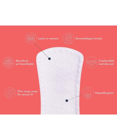 Certified Organic 100% Cotton Thin Regular Absorbent Pads with Wings | Non-Toxic & Biodegradable | 10 Ct Regular | Feminine Hygiene - Buy Online on GoSupps.com