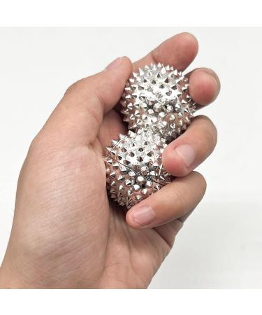 2 Magnetic Massage Hedgehog Balls & 3 Acupressure Rings - Stress Relief Yoga Balls (Silver) | International Shipping - Buy Online on GoSupps.com