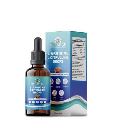 NIUTRLUXE L-Arginine L-Citrulline Drops Liquid L-Arginine for Men with Boron and Zinc High Absorption L-Arginine L-Citrulline Supplements Sublingual Liquid L-Arginine 1000 mg Vegan Non GMO 60ml