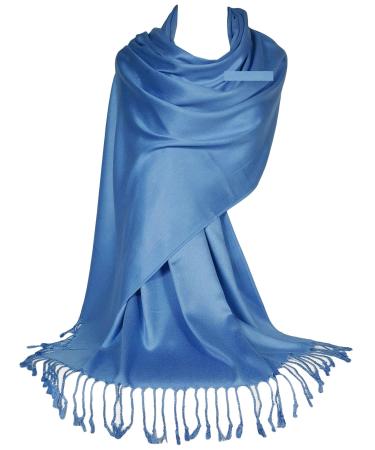 GFM Smooth Shiny Surface Pashmina Style Scarf (L9) L9-bechnl-medium Blue