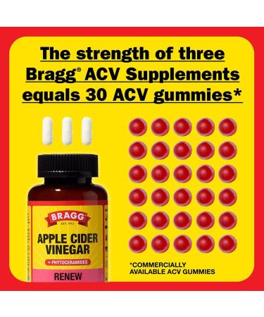 BRAGG Renew Apple Cider Vinegar Capsules with Phytoceramides Energy Apple Cider Vinegar Capsules with B Vitamins - Buy Online on GoSupps.com