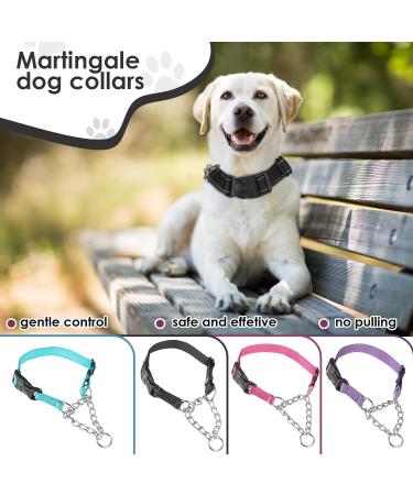Martingale Dog Collar with Reflective Nylon Padded Half Choke with Side Release Buckle Dog Choke Collar for Medium Large Dogs Dog Training Collar (M black) M black - Buy Online on GoSupps.com