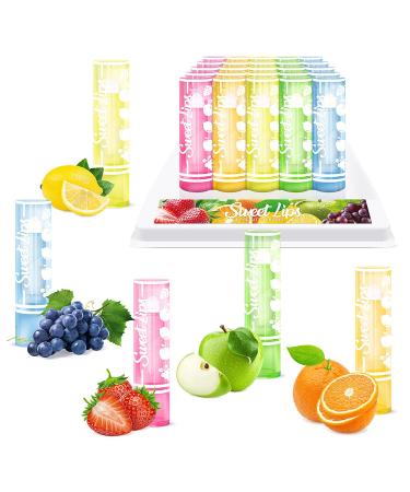Beauty4Britain Sweet Lips Clear Lip Balms 5 Fruity Flavours Long Lasting Lip Care Wholesale (2 Boxes (50 Balms))