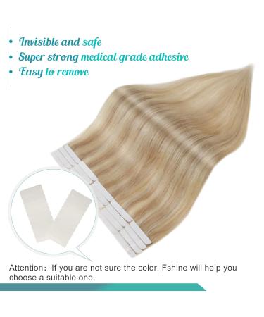 Buy FSHINE Tape Extensions - 50cm Real Hair Goldblond Highlights 20 Pieces #16P22 | Remy Hair Extensions Worldwide Shipping - Buy Online on GoSupps.com