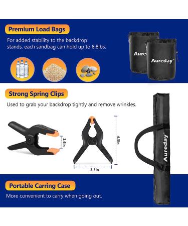 Aureday 10FT Adjustable Photo Backdrop Stand with Travel Bag, Heavy Duty Background Stand for Parties, Weddings, and Photoshoots - Includes 6 Clamps, 4 Crossbars, 2 Sandbags - 8.5*10FTV2 - Buy Online on GoSupps.com