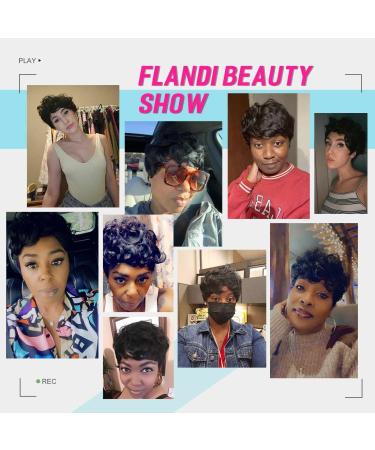 Flandi Short Pixie Curly Wigs for Black Women - Natural Black Synthetic Hair 1B# - Buy Online on GoSupps.com