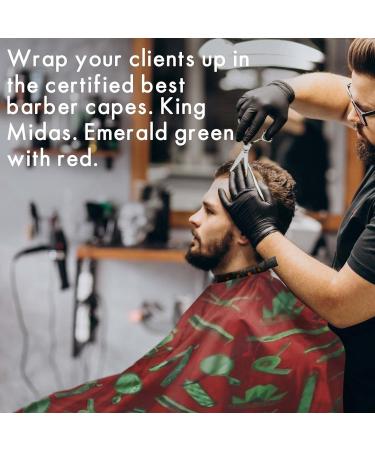King Midas Empire Vintage Barber Cape | Professional Salon Hair Cutting Cape with Snap Closure | Red & Green Design - Shop Internationally - Buy Online on GoSupps.com