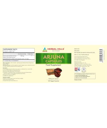 Herbal Hills Arjuna Capsules 500mg - 120 Veggie Capsules | Terminalia Supplement - Buy Online on GoSupps.com