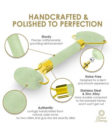 Radiant Harmony Jade Roller & Gua Sha Set - Face Massage Tools for Skin Care - Easy-to-Use Facial Tools in Luxury Box with Guide - Light Jade Roller - Buy Online on GoSupps.com