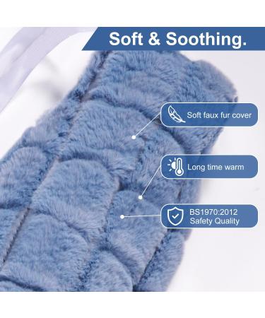 OWOZOI Long Hot Water Bottle with Soft Furry Cover - 72cm Full Body Wrap, Waist Hot Water Bottles for Pain Relief, Neck & Shoulder Thermotherapy - Blue - Buy Online on GoSupps.com