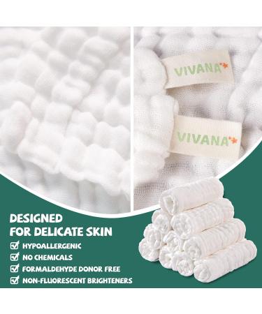Baby Muslin Washcloths - 6 Layer Soft Absorbent Face Towel - Natural Newborn Wipes for Delicate Skin - Baby Registry Shower White 12x12 Inch (Pack of 10) - Buy Online on GoSupps.com