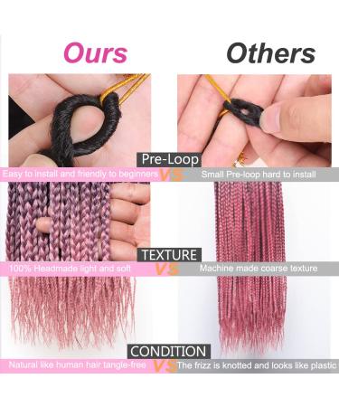 Unionbeauty 24 Inch Box Braids Crochet Hair - Ombre Pink Pre-looped Goddess Box Braids for Black Women - Pack of 8 - Buy Online on GoSupps.com