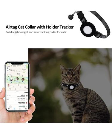 Airtag Cat Collar with Safety Buckle and Bell - Reflective 3/8 Width for Small Pets - Black - Buy Online on GoSupps.com