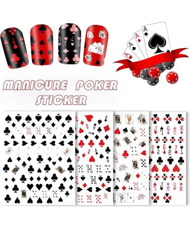 Poker Nail Art Stickers - Self-Adhesive Playing Card Decals for DIY Manicure - Geometric Numbers/Letter Style Design - 10 Sheets - Buy Online on GoSupps.com