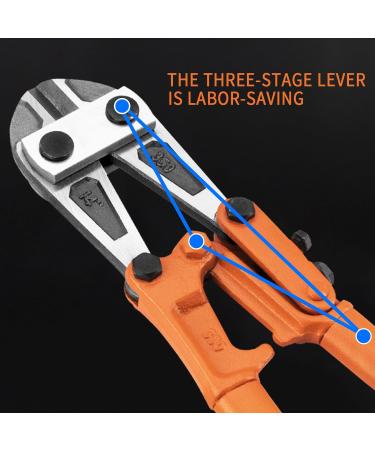 Meccion 14 Heavy Duty Bolt Cutter for Cutting Fence Steel Wire Chain Metal Rods Screws Locks Rivet and Small Padlock with Rubberized Anti-Slip Easy Grip Handles 14-inch - Buy Online on GoSupps.com