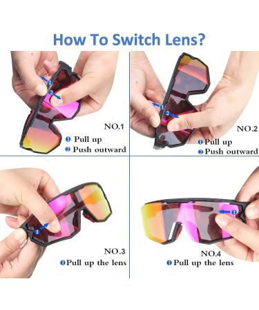 GIEADUN Polarized Sports Sunglasses for Cycling, Fishing, Skiing, Running - Blue/Pink - Buy Online on GoSupps.com