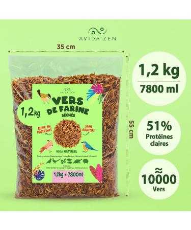 Dried Meal Worms - 1.2 kg 10 ml of Treats - Food for Fish Wild Birds Turtles Hedgehogs Rodents and Reptiles  - Buy Online on GoSupps.com