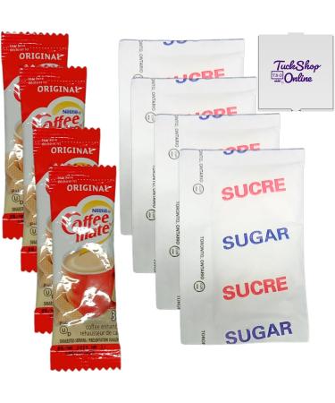 TuckShop Online Coffee Creamer and Sugar Single Serve Packets: Coffee mate Original Coffee Enhancer (100 packets) & Far East Sugar (100 packets)- 200 Packets Total 3 g (Pack of 200) - Buy Online on GoSupps.com